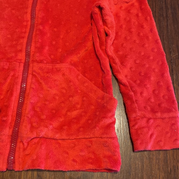 Girls red jacket size 5 smock dot kids brand zipper front pockets hood very soft - Picture 7 of 13